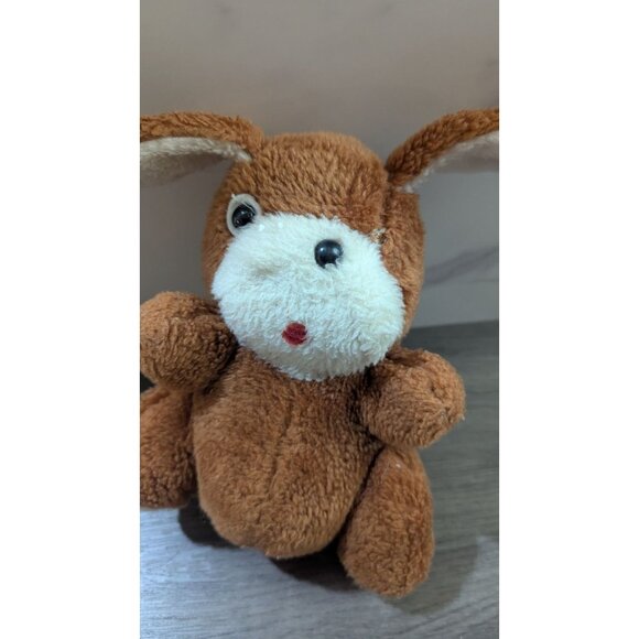 Vintage Brown Plush Bunny Rabbit Stuffed Animal Toy 7" Tall  Missing Eye - Picture 9 of 10